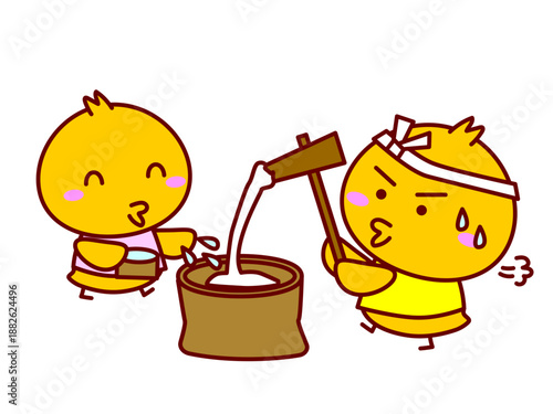 ひよこの餅つき