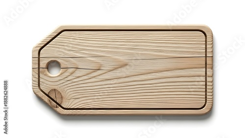 Rustic Wooden Price Tag Icon with Natural Wood Grain Texture