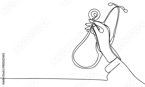 Minimalist Line Art of a Doctor's Hand Holding a Stethoscope