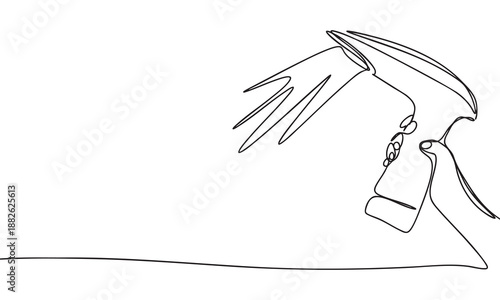 Continuous Line Drawing of Hand holding equipment for laser epilation