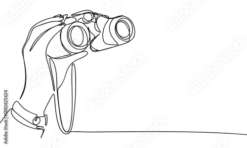 Continuous Line Drawing of a Hand Holding Binoculars