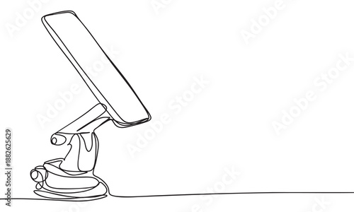 Single Line Drawing of a Car Phone Holder with Suction Cup