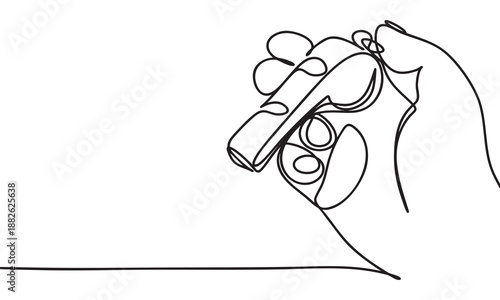 Hand Holding Whistle in Continuous Line Art