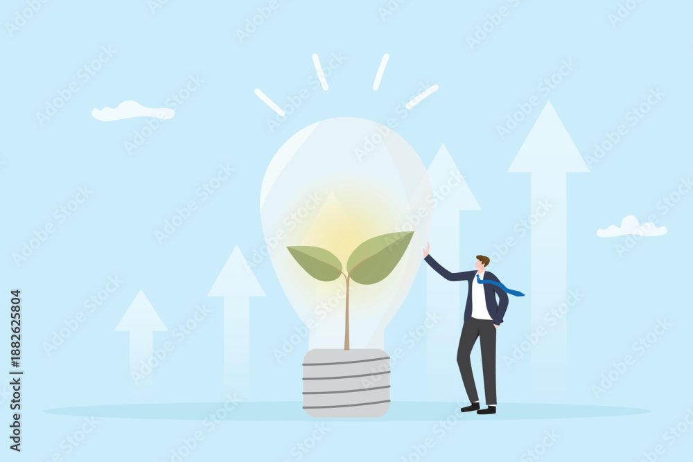 Fototapeta premium Self improvement and self love concept with creativity growth and growth mindset illustration.