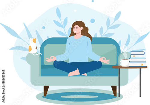 Self improvement and self love concept with personal growth mindset and mental health illustration.