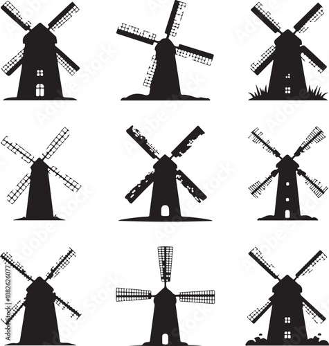 set of windmills