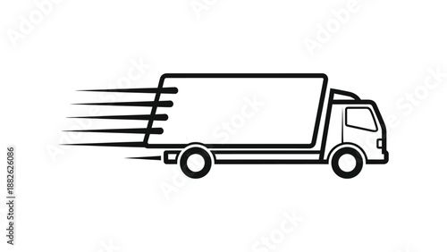 Fast delivery truck outline icon representing logistics and shipping