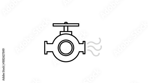 A simple line drawing of a valve with steam coming out