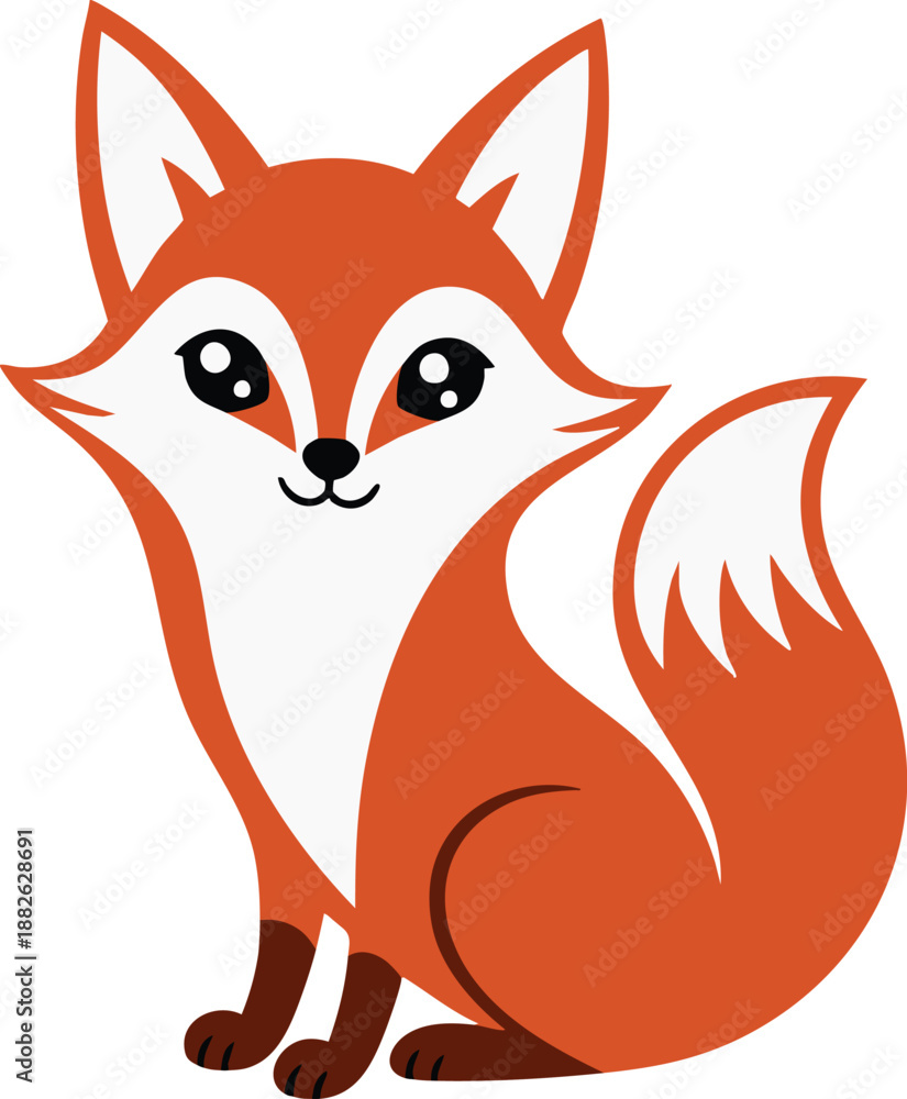 Obraz premium Cute Red Fox Sitting Illustration