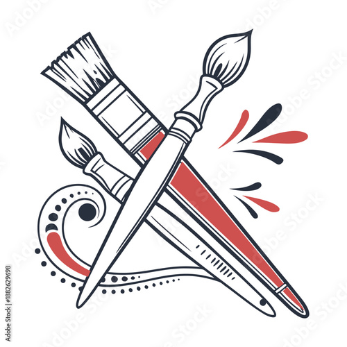 Paint Brush Art Vector Illustration Set for Creative Design