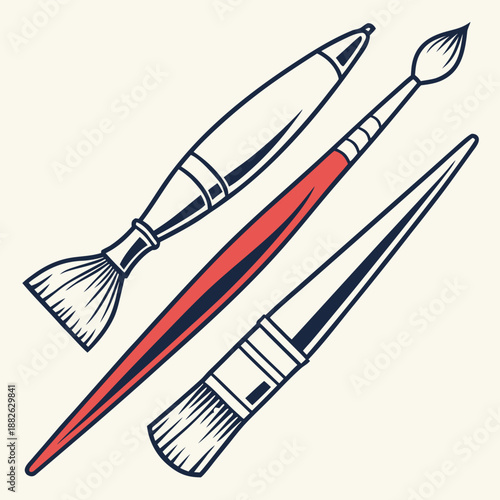 Paint Brush Art Vector Illustration Set for Creative Design