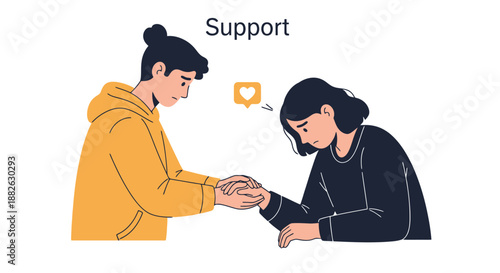 Person offering comfort and emotional help to another individual showing a heartfelt gesture of kindness and understanding