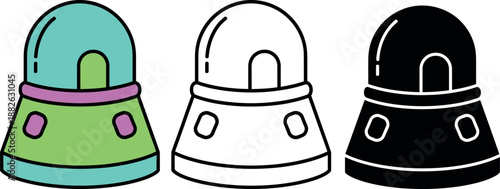 Three colorful robot characters with turquoise green and black bodies and details