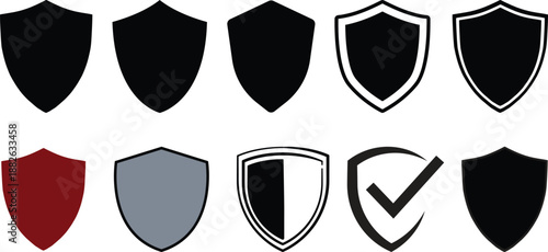 Shield check mark icon ..Collection of shield icon set vector isolated on white background.set of shields. Basic shield vector. Defense symbol. Security sign. Safe guard vector illustration.