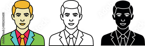 Three men in colorful suits with ties standing side by side yellow hair black hair 1