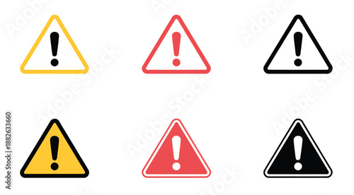 Warning Precaution and Attention Alert Icon, Exclamation Mark Inside Triangle Shape, Symbol for Website, Logo, and UI Design, Clean Flat Vector Illustration.
