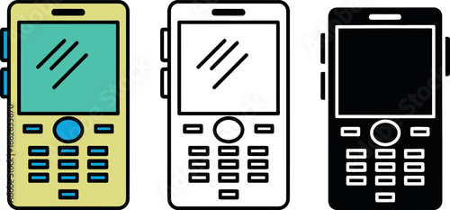 Three old mobile phones with calculators and screens displaying diagonal lines old phone 1