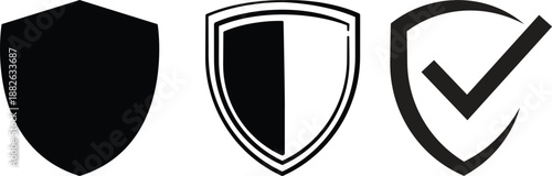 Shield check mark icon ..Collection of shield icon set vector isolated on white background.set of shields. Basic shield vector. Defense symbol. Security sign. Safe guard vector illustration.