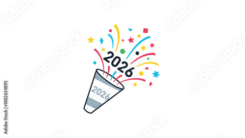Happy New Year 2026 Celebration Popper Confetti