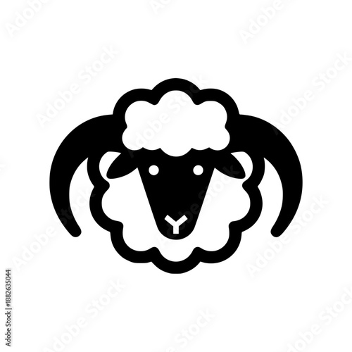 Minimalist ram head icon with large horns