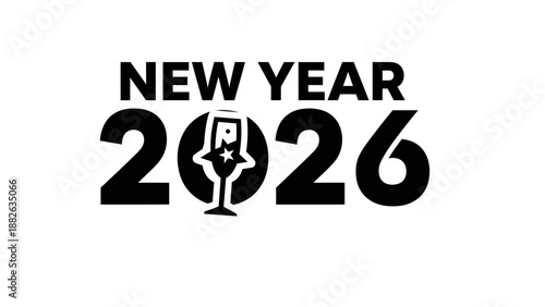 New Year 2026 Celebration Champagne Glass Icon