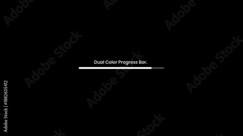 Dual Color Progress Bar Animation Loop Motion Graphics Video, RGB + Alpha Black Background.