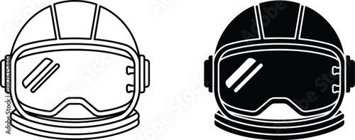 Two astronaut helmets one white and one black with visors and straps space helmet white helmet