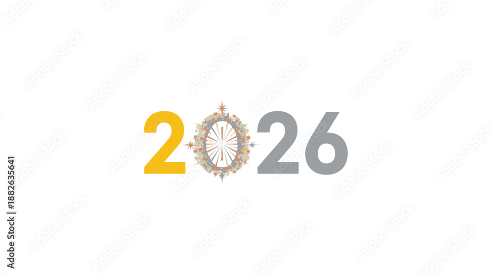 Fototapeta premium 2026 Year Number with Ornate Compass Rose Graphic