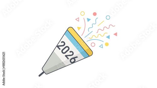 2026 New Year's Celebration Party Popper Exploding Confetti & Streamers