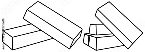 Gold Bar Line Icon Set – Bullion and Ingot Vector Symbols for Business, Savings, Wealth, Finance, Banking, and Investment