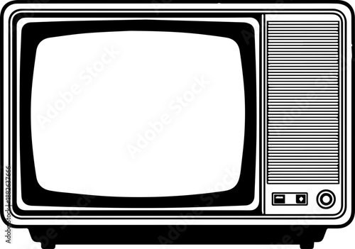 Vintage Television Set Icon with Blank Screen for Retro Media and Broadcast Concepts