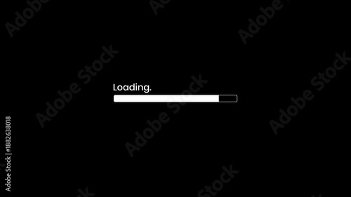 Loading Status Bar Loop Animation Motion Graphics Video, RGB + Alpha Black Background.