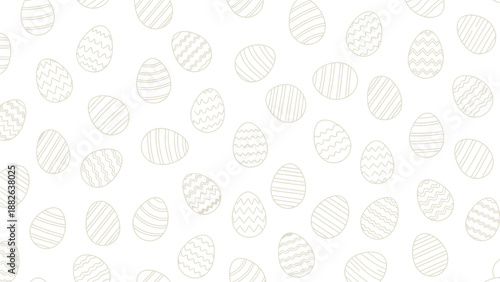 Patterned Easter eggs with striped and zigzag designs in light gray on a white background, creating a minimalistic and festive mood.