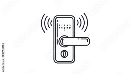 A smart door handle with wireless connectivity on a white background