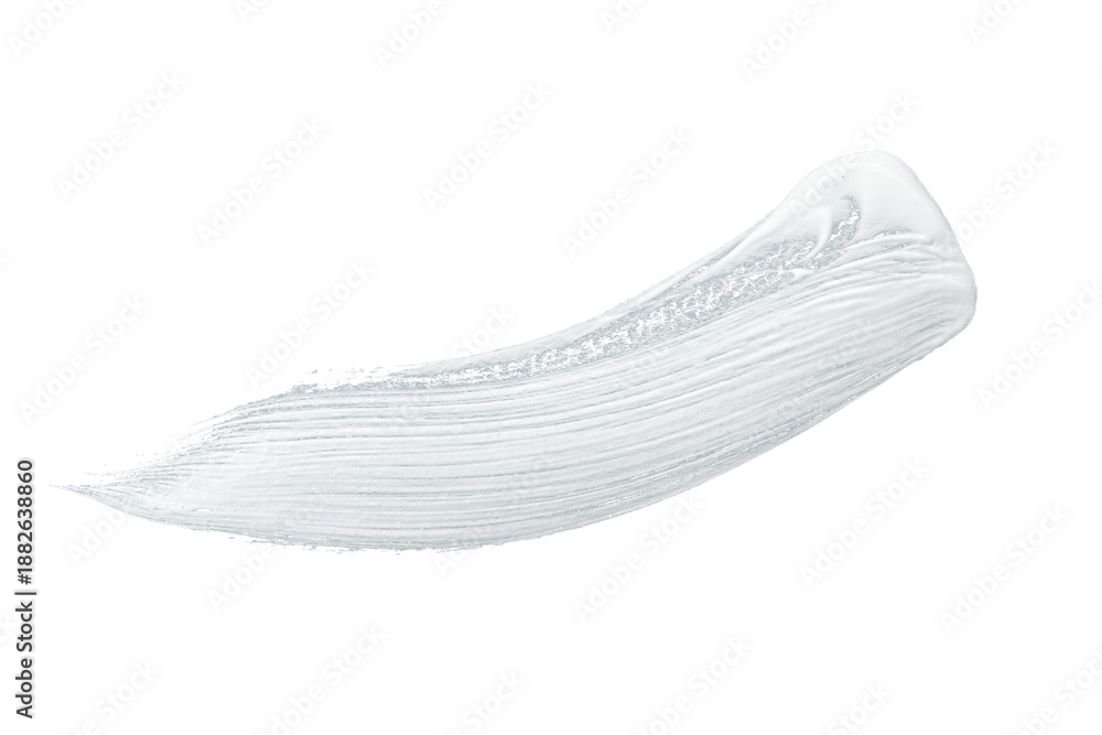Fototapeta premium Smooth Curved White Paint Brush Stroke Overlay – Glossy Acrylic Swipe Texture for Cosmetic Mockups, Modern Branding, Banners, Product Ads and Social Media Graphics