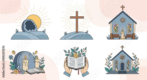 Christian Symbols Church Cross Bible Resurrection.