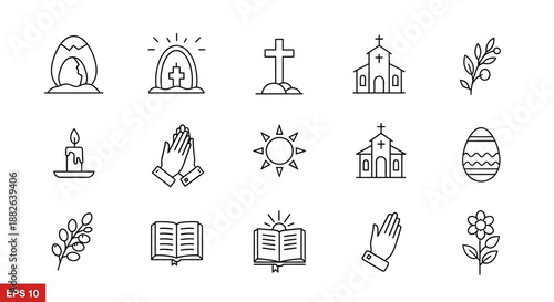 Collection of Simple Easter and Christian Symbols.