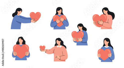 Women holding hearts showing love and care