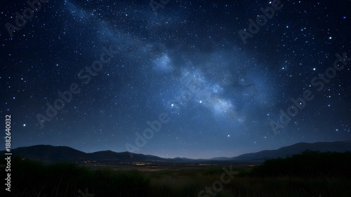 Wallpaper Mural Milky Way galaxy over serene mountain landscape at night Torontodigital.ca