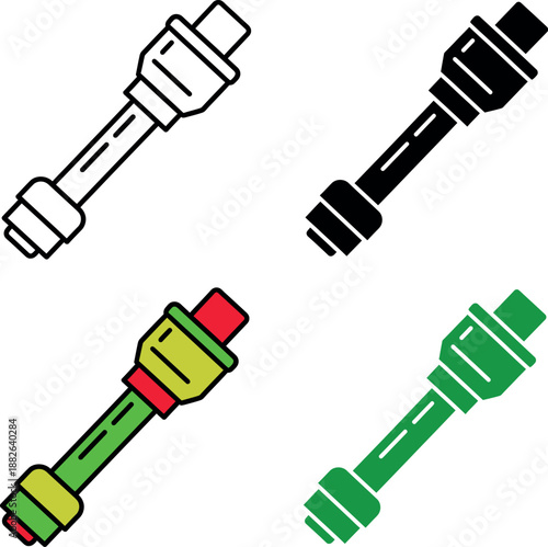 Colorful and black and white electrical plugs and sockets in stylized electrical socket