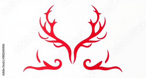 Red and white tribal fire flames set featuring dragon and phoenix vector illustrations with floral swirl patterns and tattoo art design elements for a decorative logo symbol