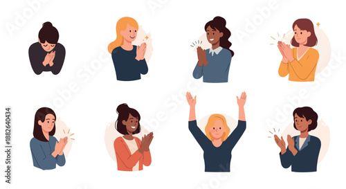 Diverse women applauding with joyful expressions