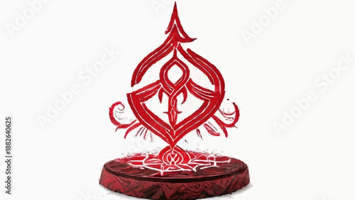 Red burning wax candle vector illustration with a golden flame symbol isolated on a white background for Christmas celebration and art decoration