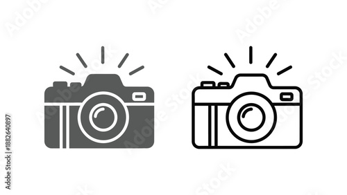 Camera icons showing flash activation in solid and outline styles