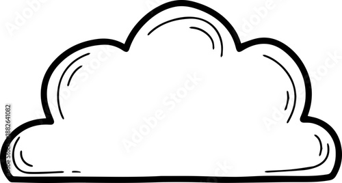 Simple hand-drawn black outline of a fluffy cloud on a white background for weather icons or sky illustrations