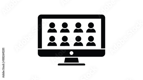 Group video conference call interface displayed on a desktop monitor