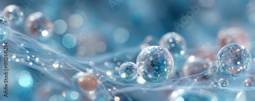 Wallpaper Mural Blue background with water molecules and light particles creating an abstract science scene Torontodigital.ca