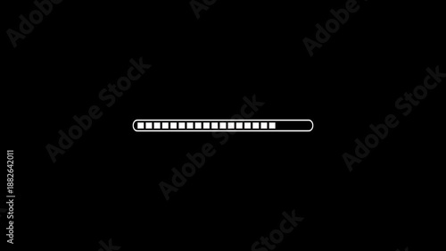 Segmented Progress Bar Animation Motion Graphics Video, RGB + Alpha Black Background.