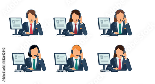 Customer service representatives working with clients