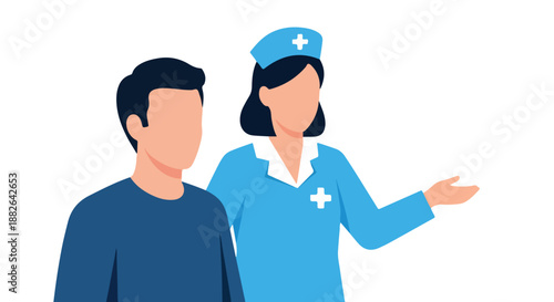 Nurse explaining to patient with transparent background